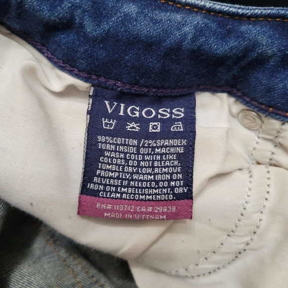 Vigoss Jeans Womens 24 Blue Stevie Crop Straight Distressed Thick Stitch 24x26 - Picture 7 of 11